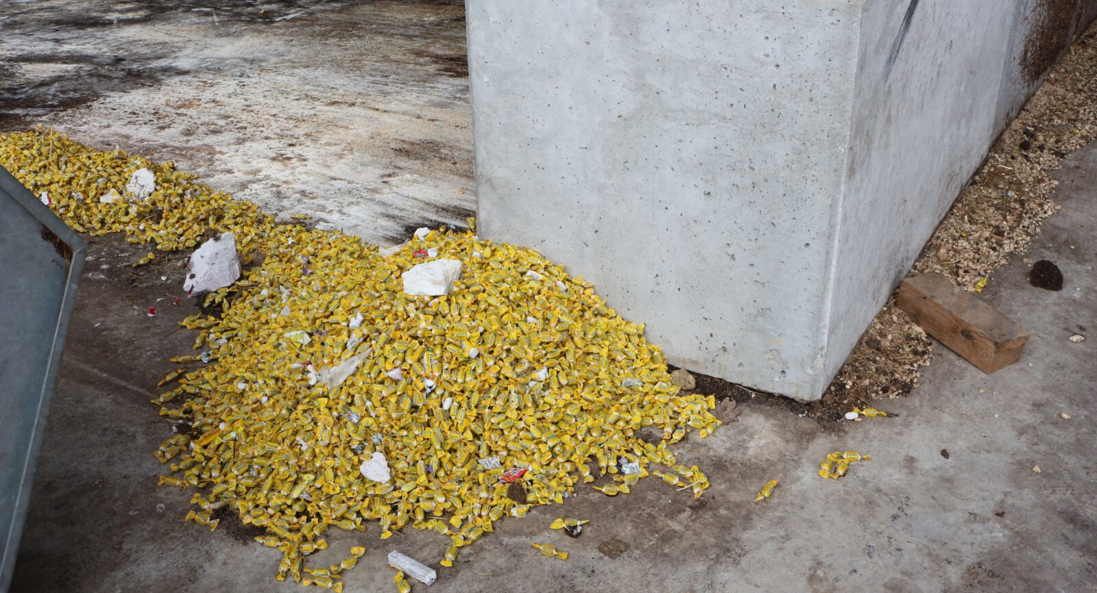 Des rebuts de production de la fabrique de bonbons Ricola de Laufen; cette matière et son papier d’emballage biodégradable se prêtent à une fermentation